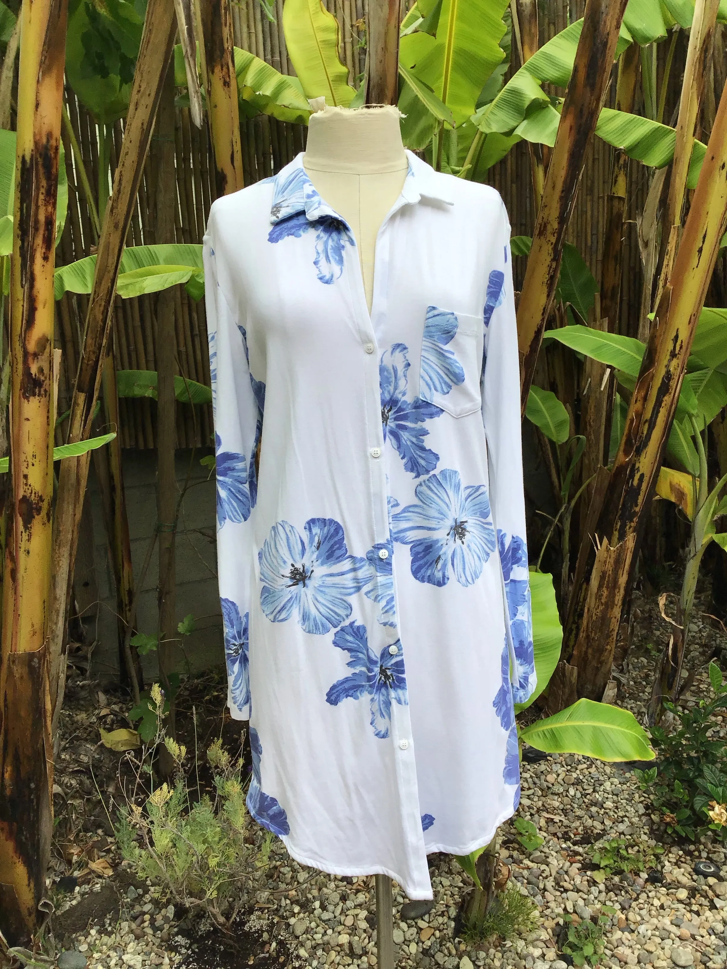 Cotton Knit Nightgown or Night Shirt - Bora Bora - Blue & Pink Styles