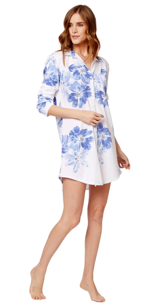 Cotton Knit Nightgown or Night Shirt - Bora Bora - Blue & Pink Styles