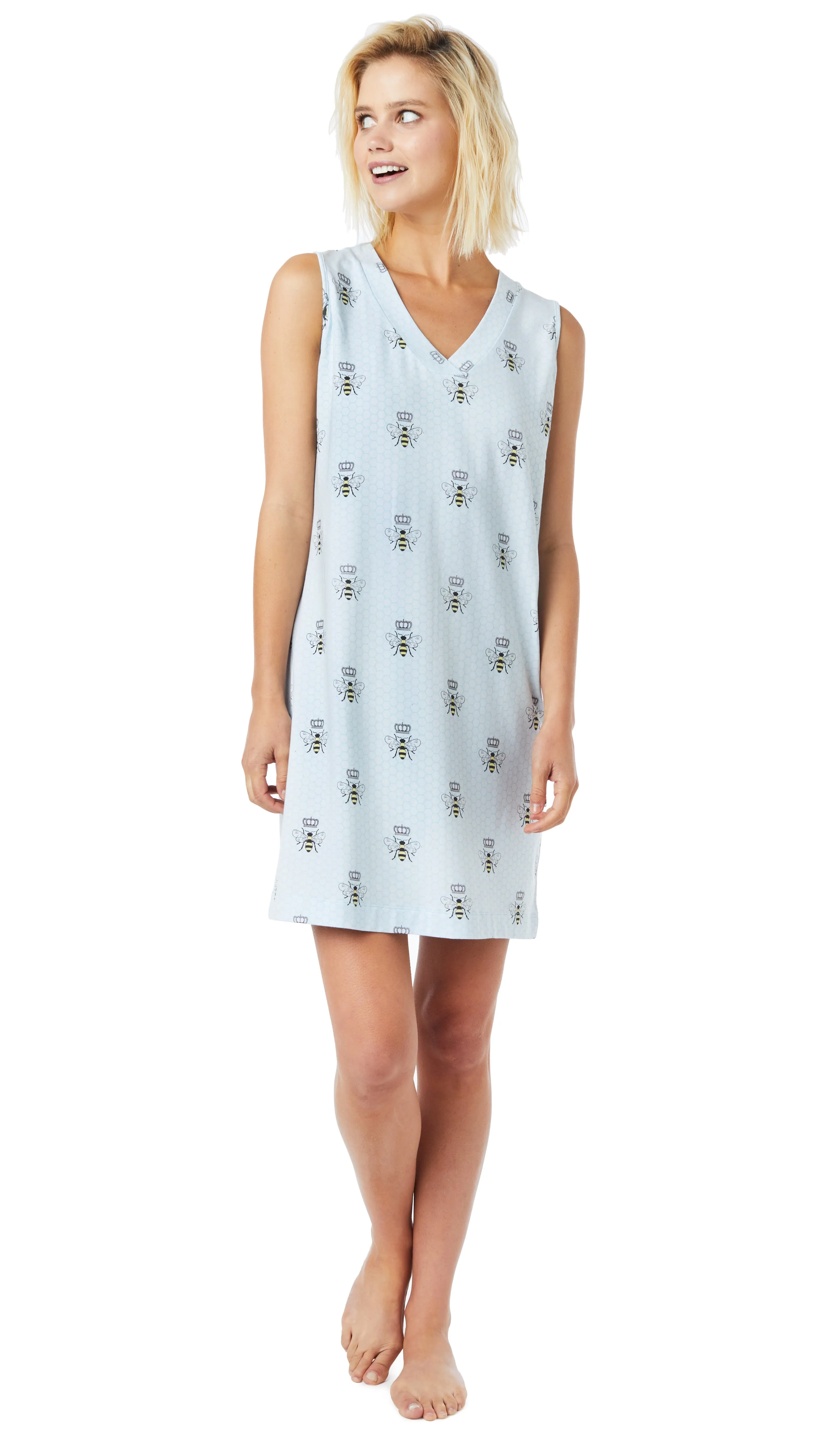 Cotton Knit Nightgown or Night Shirt - Queen Bee - Blue & Pink Styles