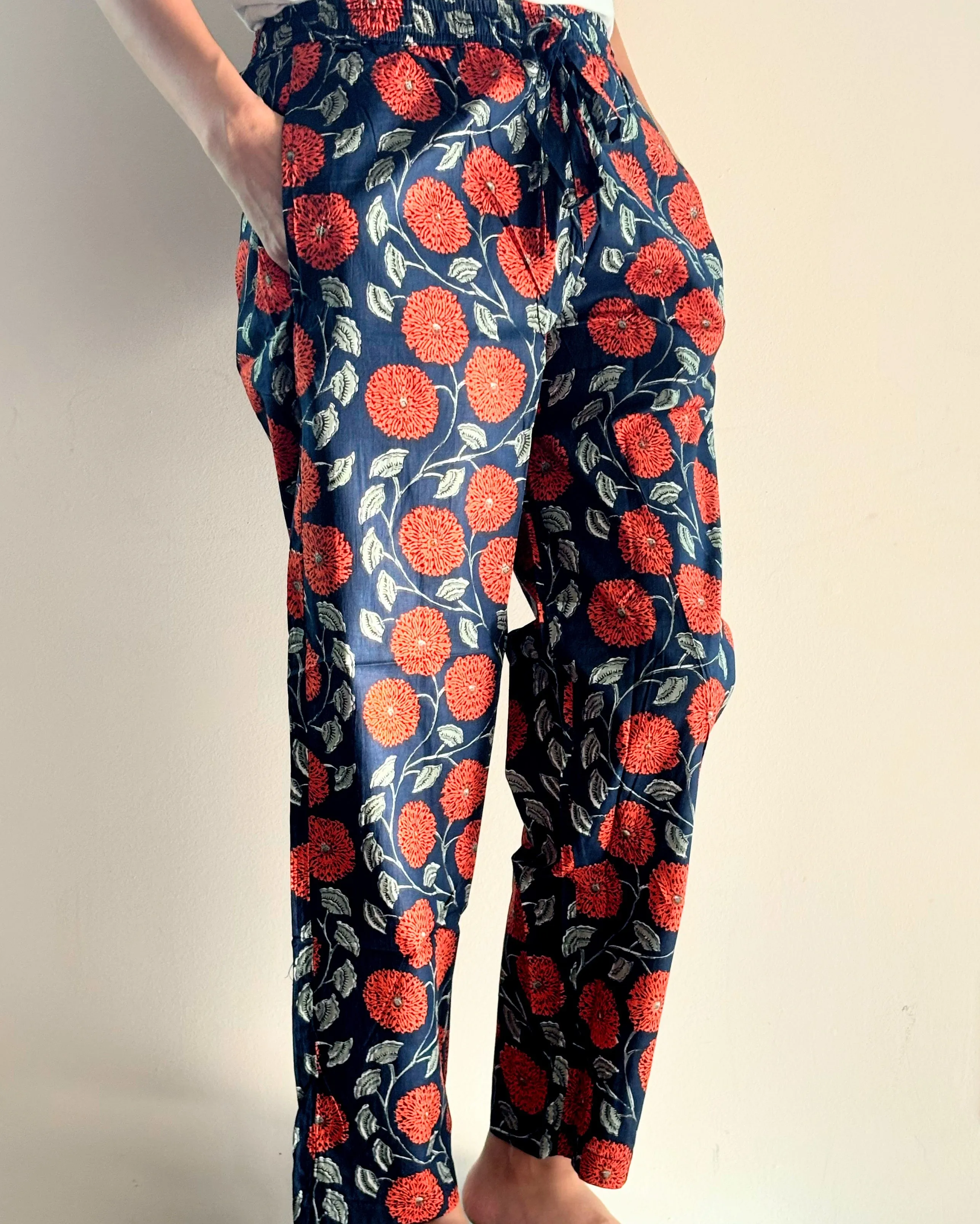 Cotton Pajama Pants Women - Midnight Marigold