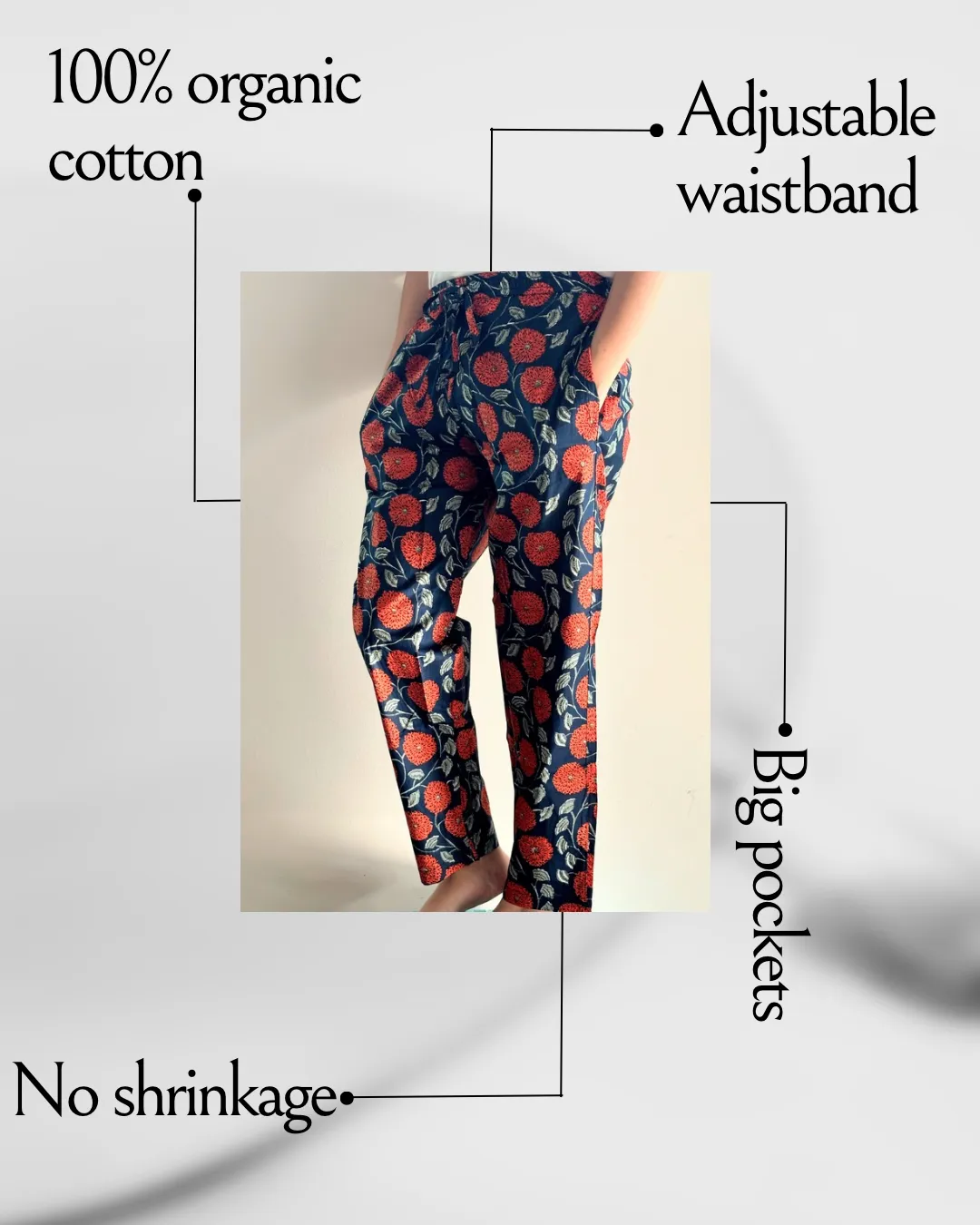 Cotton Pajama Pants Women - Midnight Marigold
