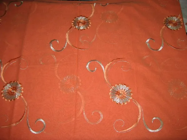 cotton voile fabric~Coral with embroidery-5 yards