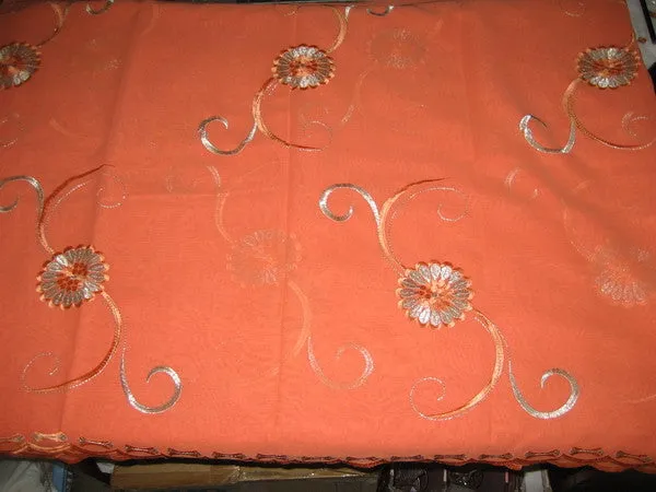cotton voile fabric~Coral with embroidery-5 yards