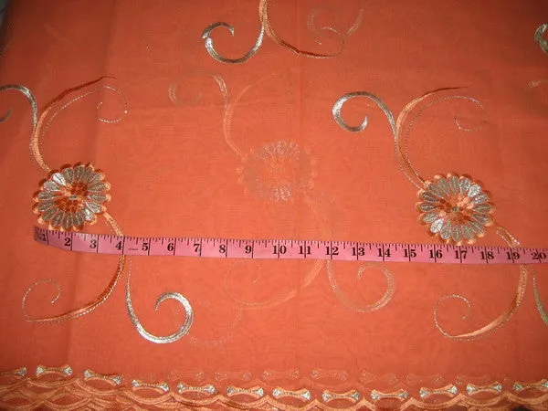 cotton voile fabric~Coral with embroidery-5 yards