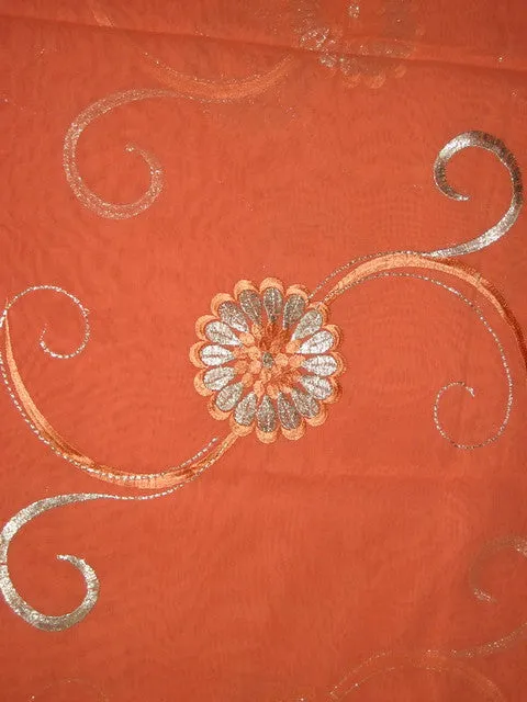 cotton voile fabric~Coral with embroidery-5 yards