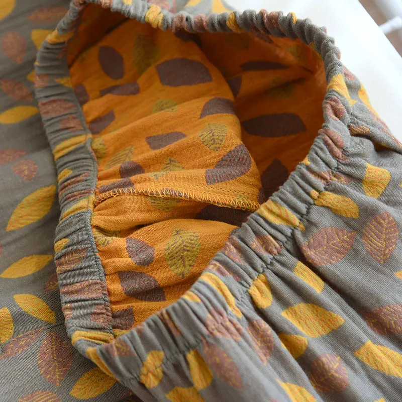 Cotton Yarn-Dyed Woven Leaf Pajamas