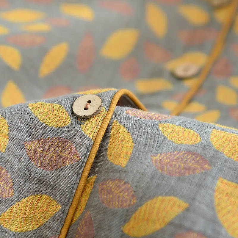Cotton Yarn-Dyed Woven Leaf Pajamas
