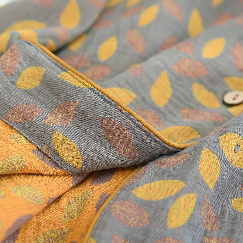 Cotton Yarn-Dyed Woven Leaf Pajamas