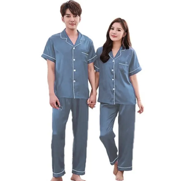 Couples Pajamas, Short Sleeve with Long Pants, Sleepwear & Loungewear