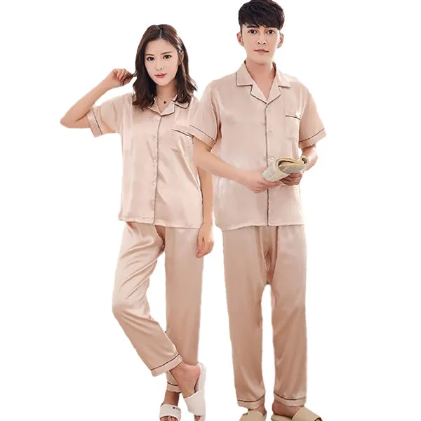 Couples Pajamas, Short Sleeve with Long Pants, Sleepwear & Loungewear
