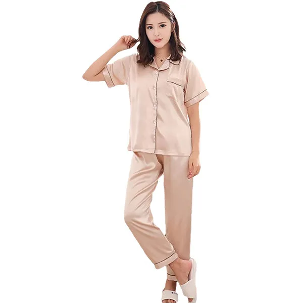 Couples Pajamas, Short Sleeve with Long Pants, Sleepwear & Loungewear