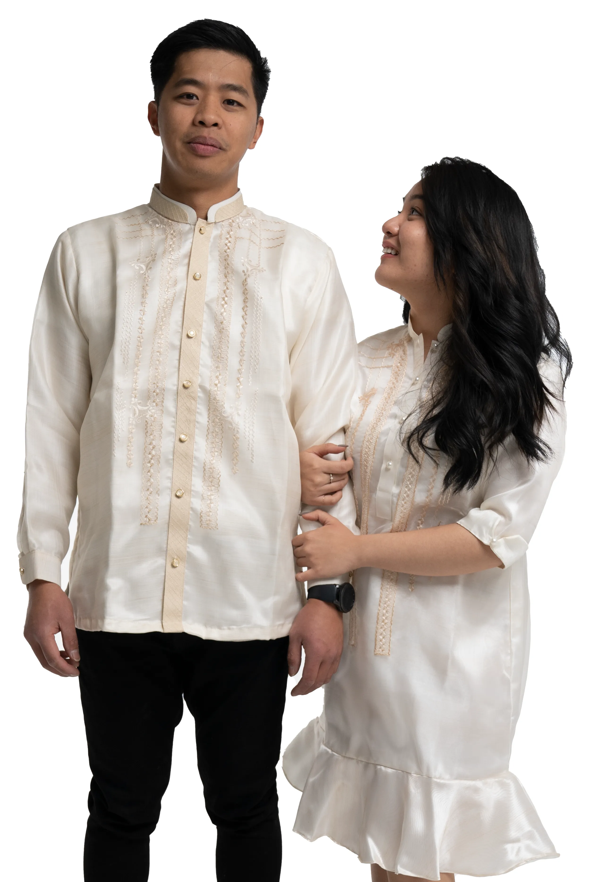 Couples Set White Classic Organza Barong   Organza Barong Dress - JF245