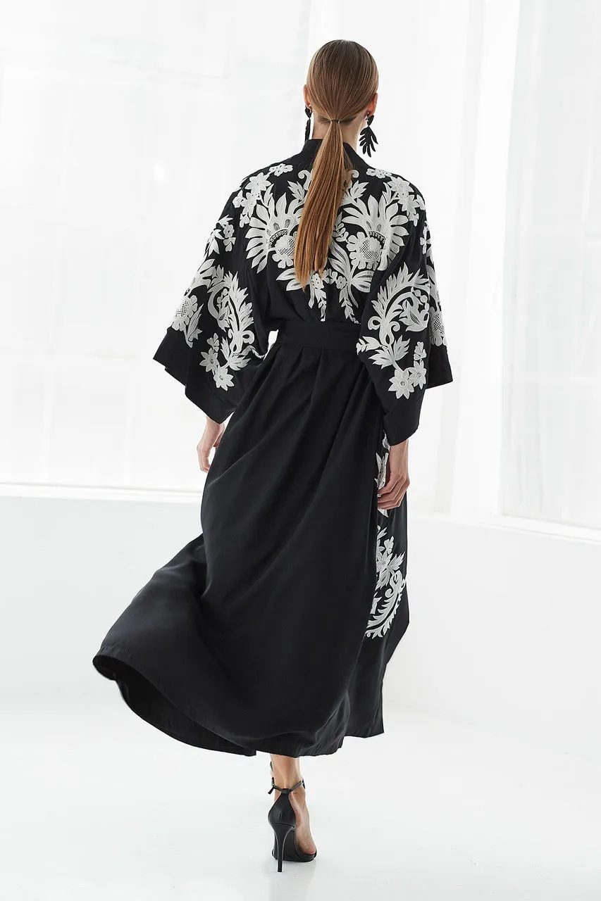 Couture Mantilla Scroll Embroidery Robe