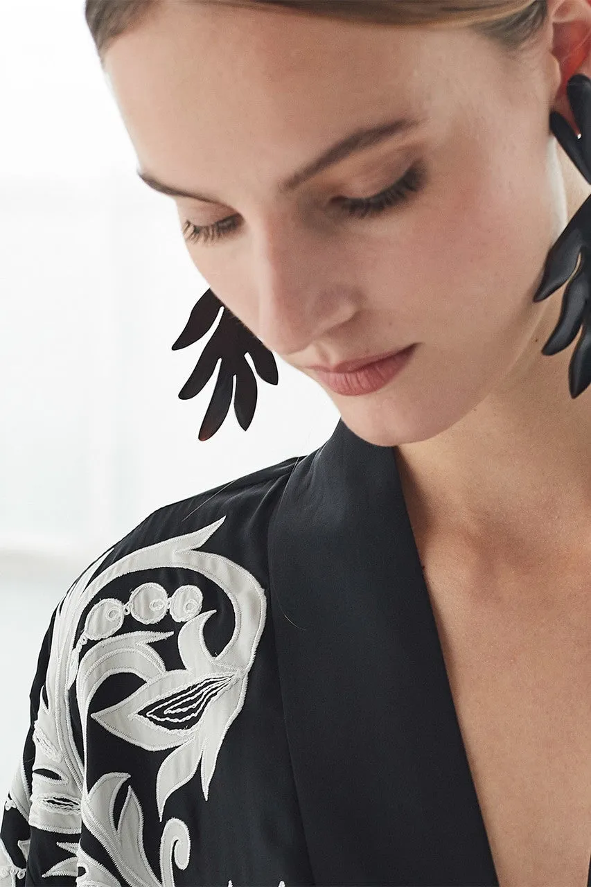 Couture Mantilla Scroll Embroidery Robe