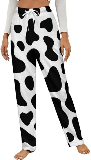 Cow Texture Pattern Women's Flannel Pajama Pants Fleece Lounge Sleep Bottoms PJ