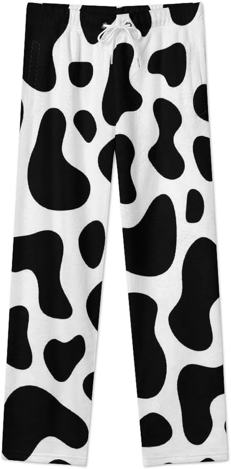 Cow Texture Pattern Women's Flannel Pajama Pants Fleece Lounge Sleep Bottoms PJ