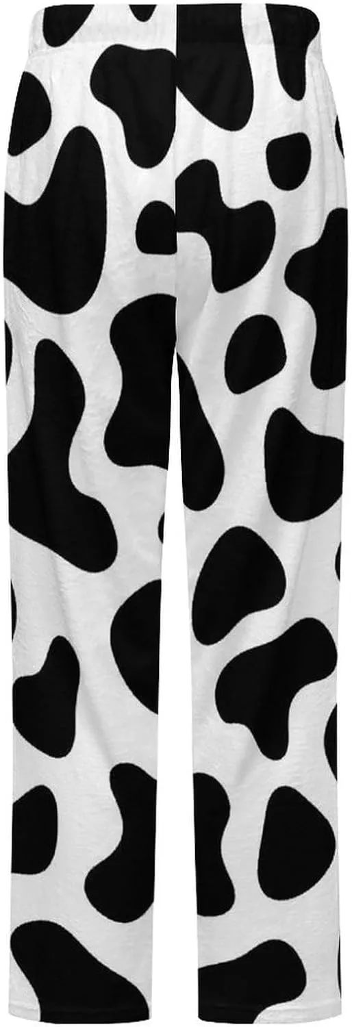 Cow Texture Pattern Women's Flannel Pajama Pants Fleece Lounge Sleep Bottoms PJ
