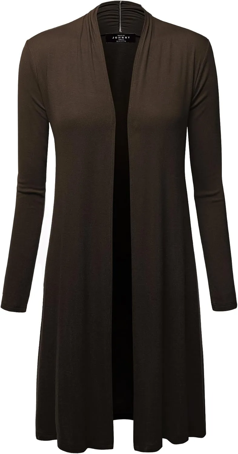 CTC Womens Solid Long Sleeve Open Front Long Cardigan