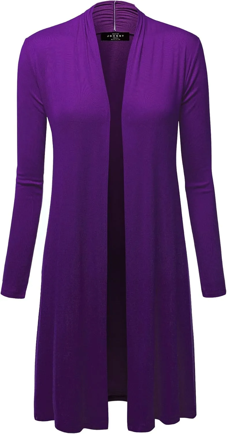 CTC Womens Solid Long Sleeve Open Front Long Cardigan