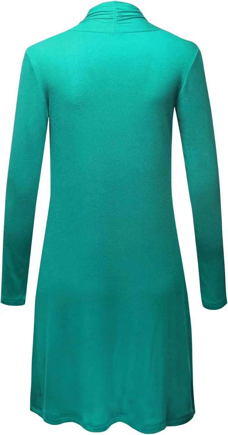 CTC Womens Solid Long Sleeve Open Front Long Cardigan