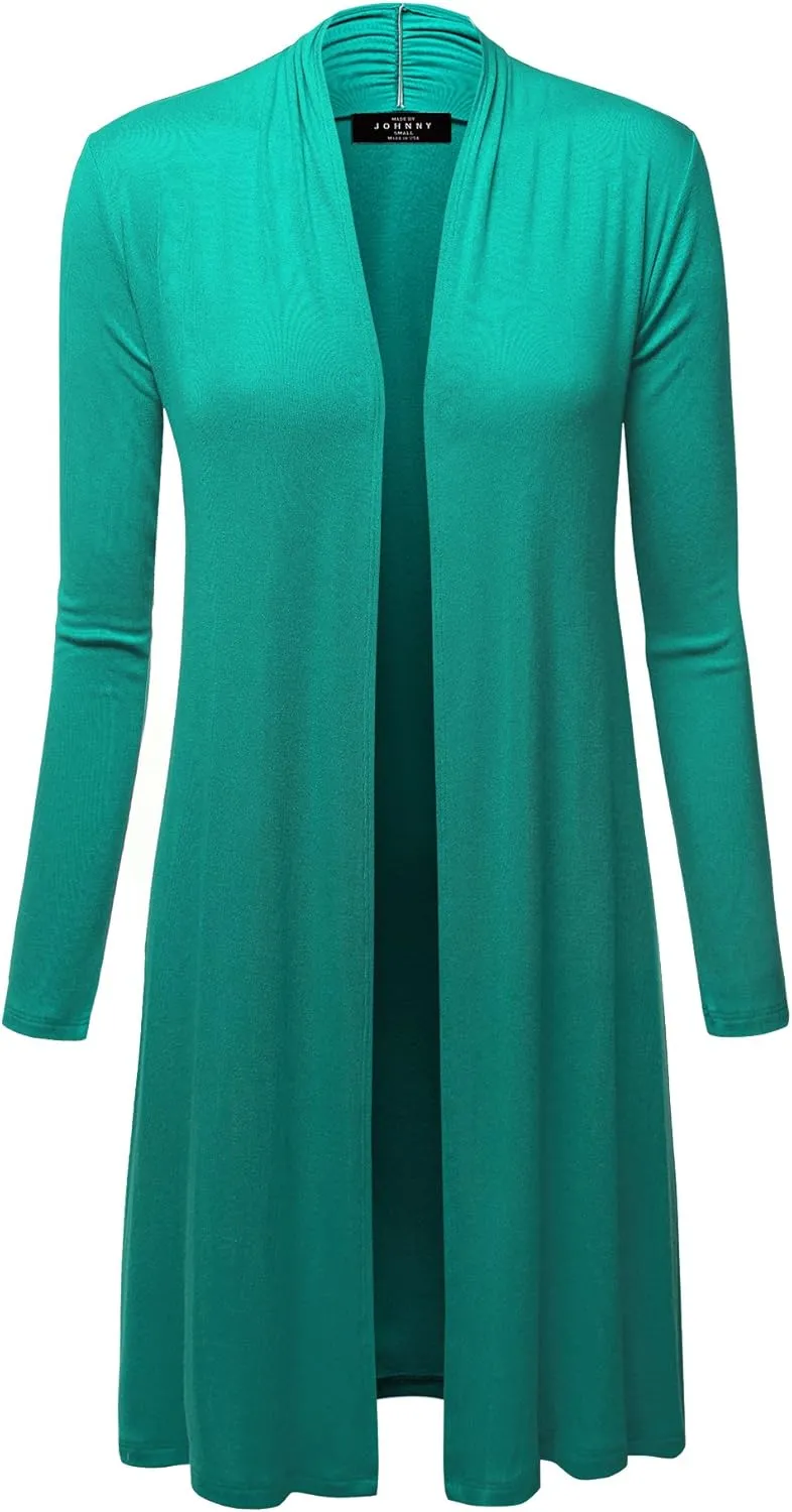 CTC Womens Solid Long Sleeve Open Front Long Cardigan