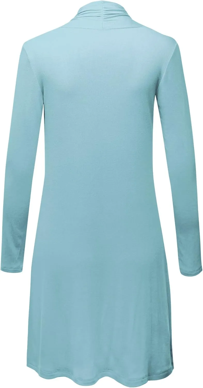 CTC Womens Solid Long Sleeve Open Front Long Cardigan