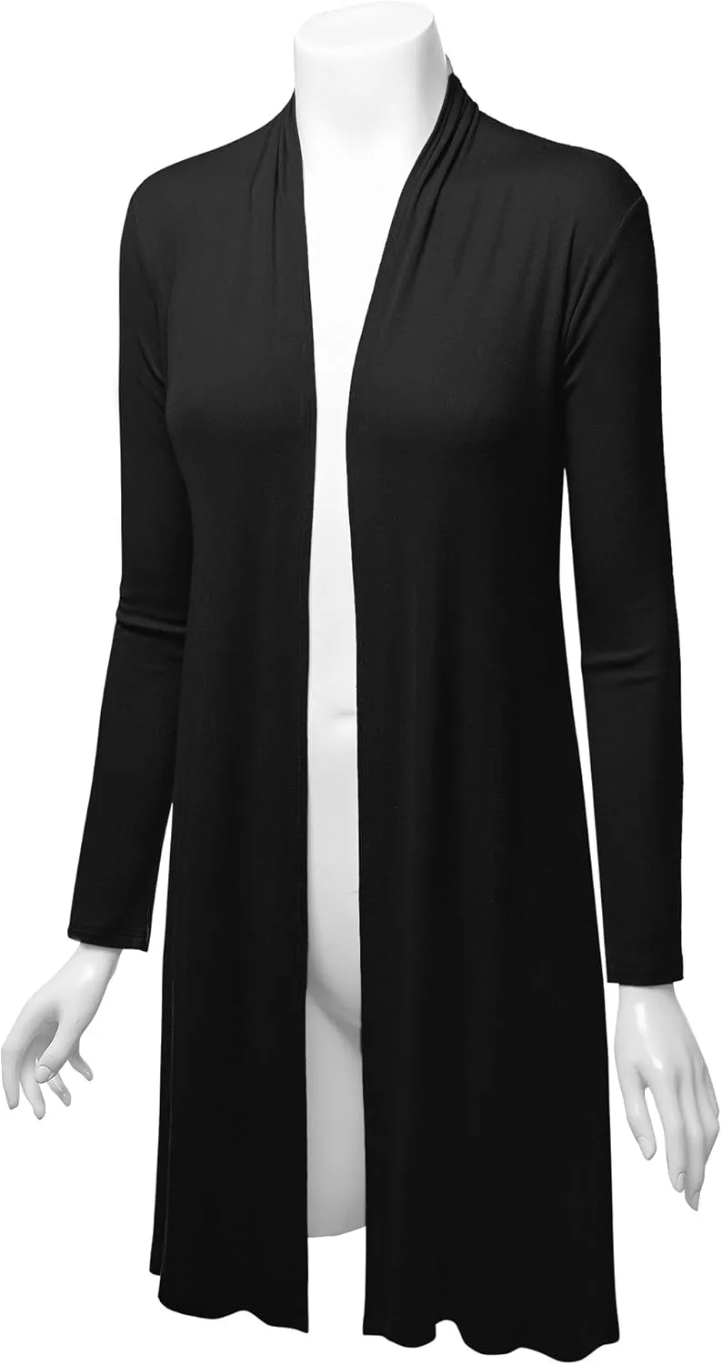 CTC Womens Solid Long Sleeve Open Front Long Cardigan