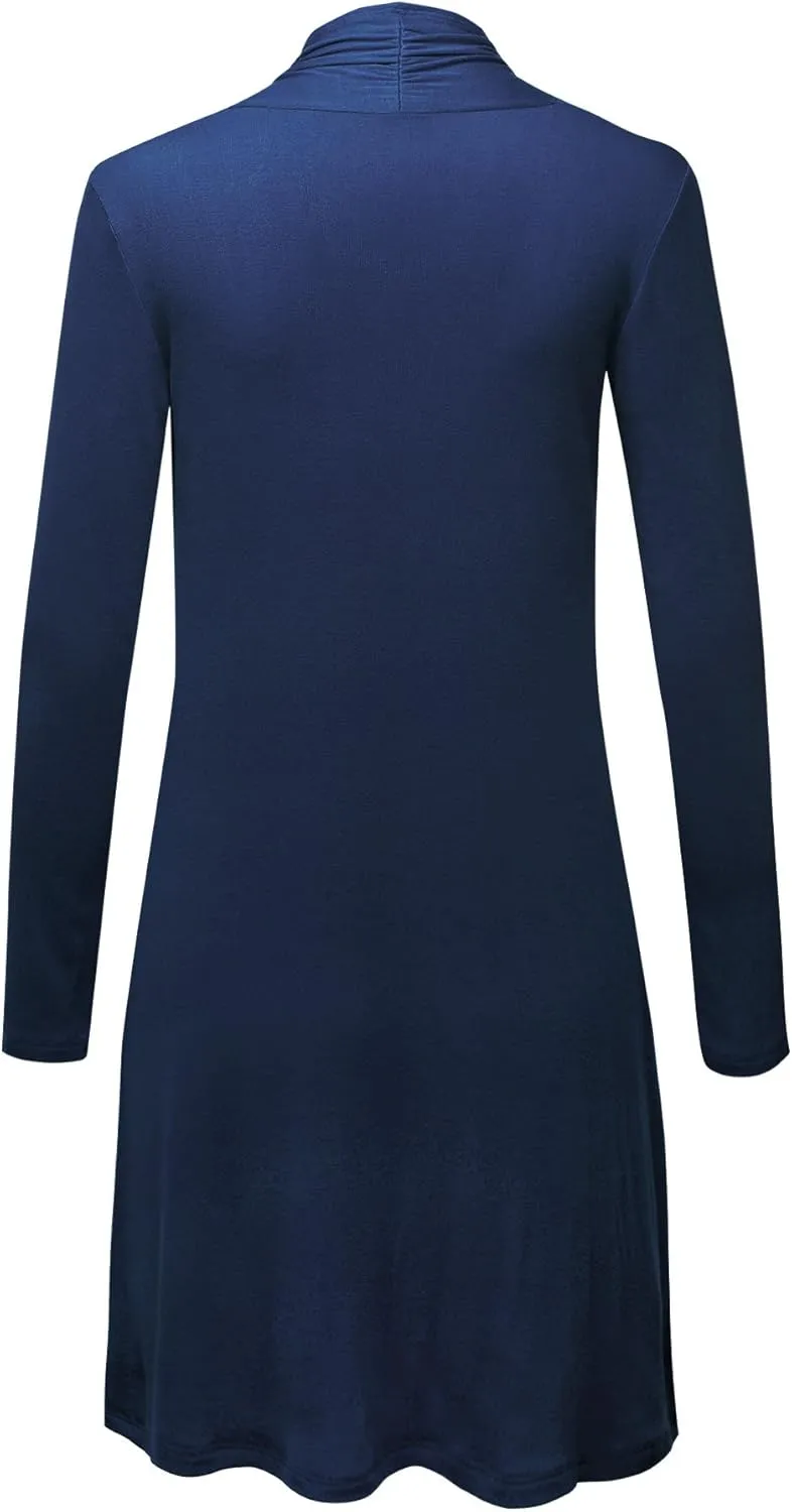 CTC Womens Solid Long Sleeve Open Front Long Cardigan