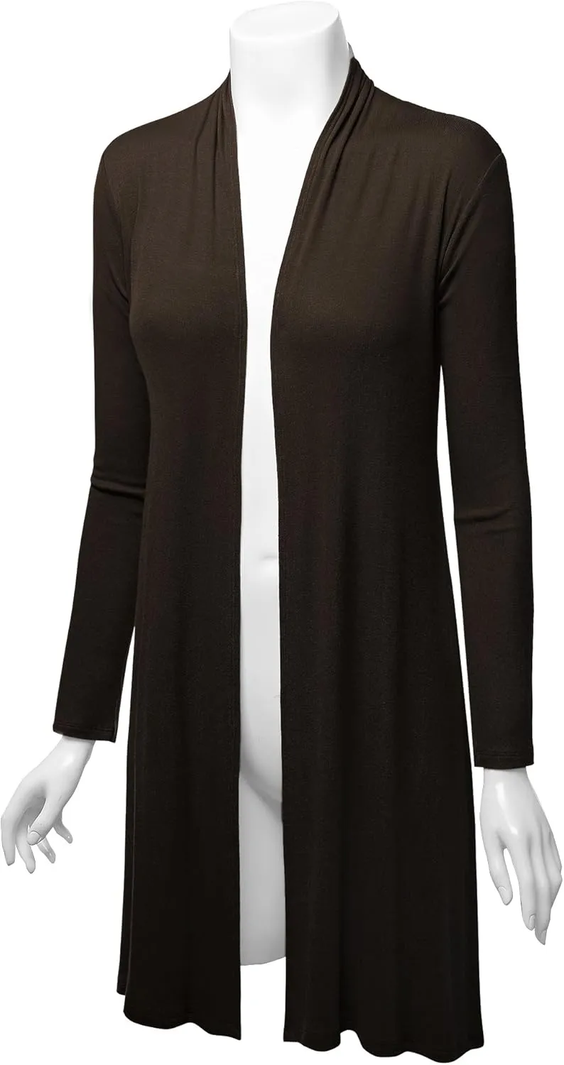CTC Womens Solid Long Sleeve Open Front Long Cardigan
