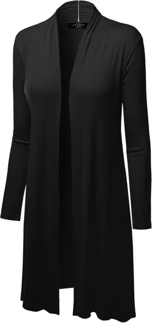 CTC Womens Solid Long Sleeve Open Front Long Cardigan