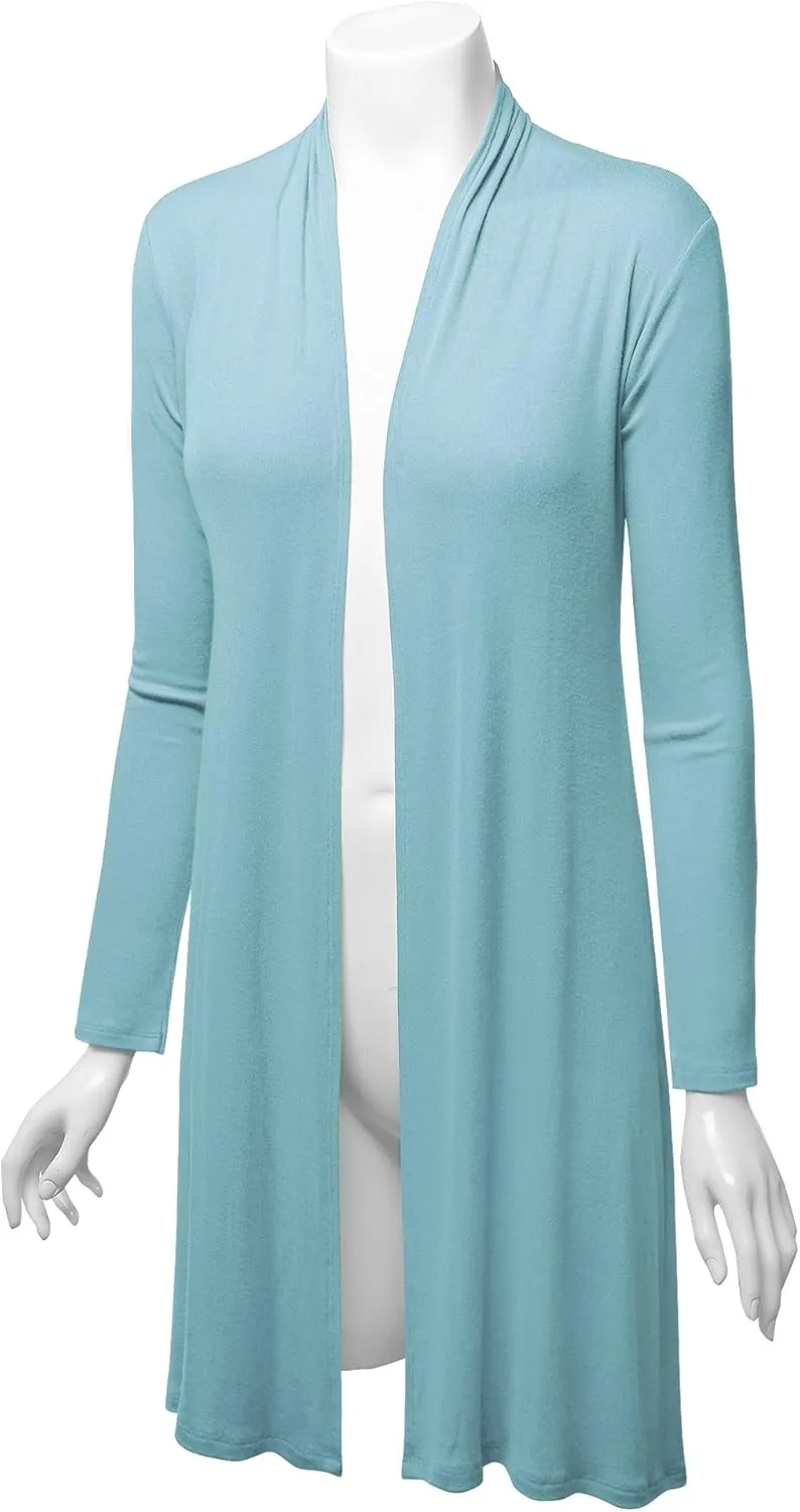CTC Womens Solid Long Sleeve Open Front Long Cardigan
