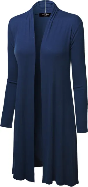 CTC Womens Solid Long Sleeve Open Front Long Cardigan