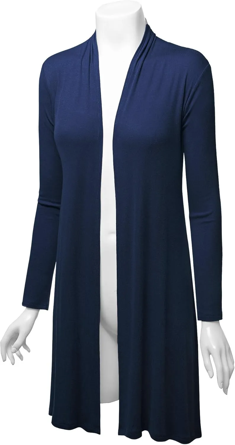 CTC Womens Solid Long Sleeve Open Front Long Cardigan