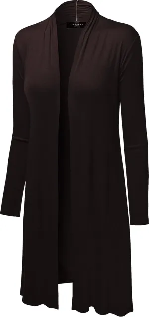 CTC Womens Solid Long Sleeve Open Front Long Cardigan