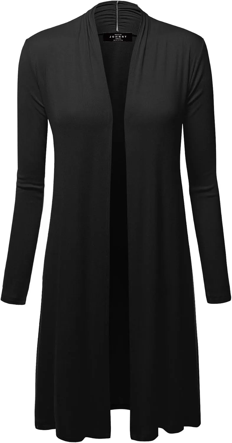 CTC Womens Solid Long Sleeve Open Front Long Cardigan