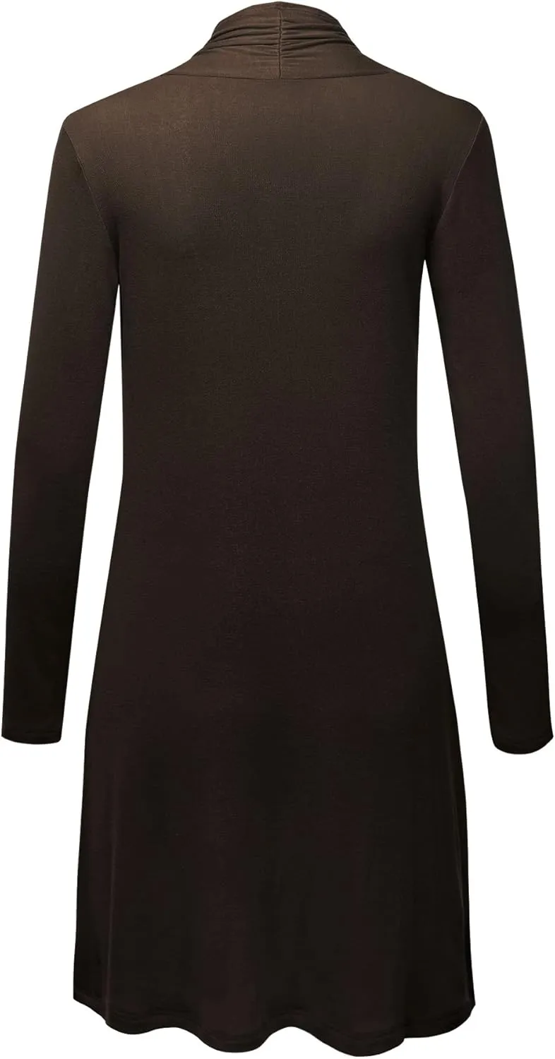 CTC Womens Solid Long Sleeve Open Front Long Cardigan
