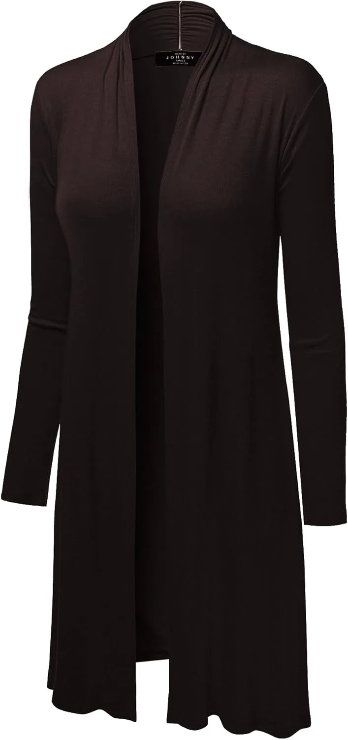 CTC Womens Solid Long Sleeve Open Front Long Cardigan