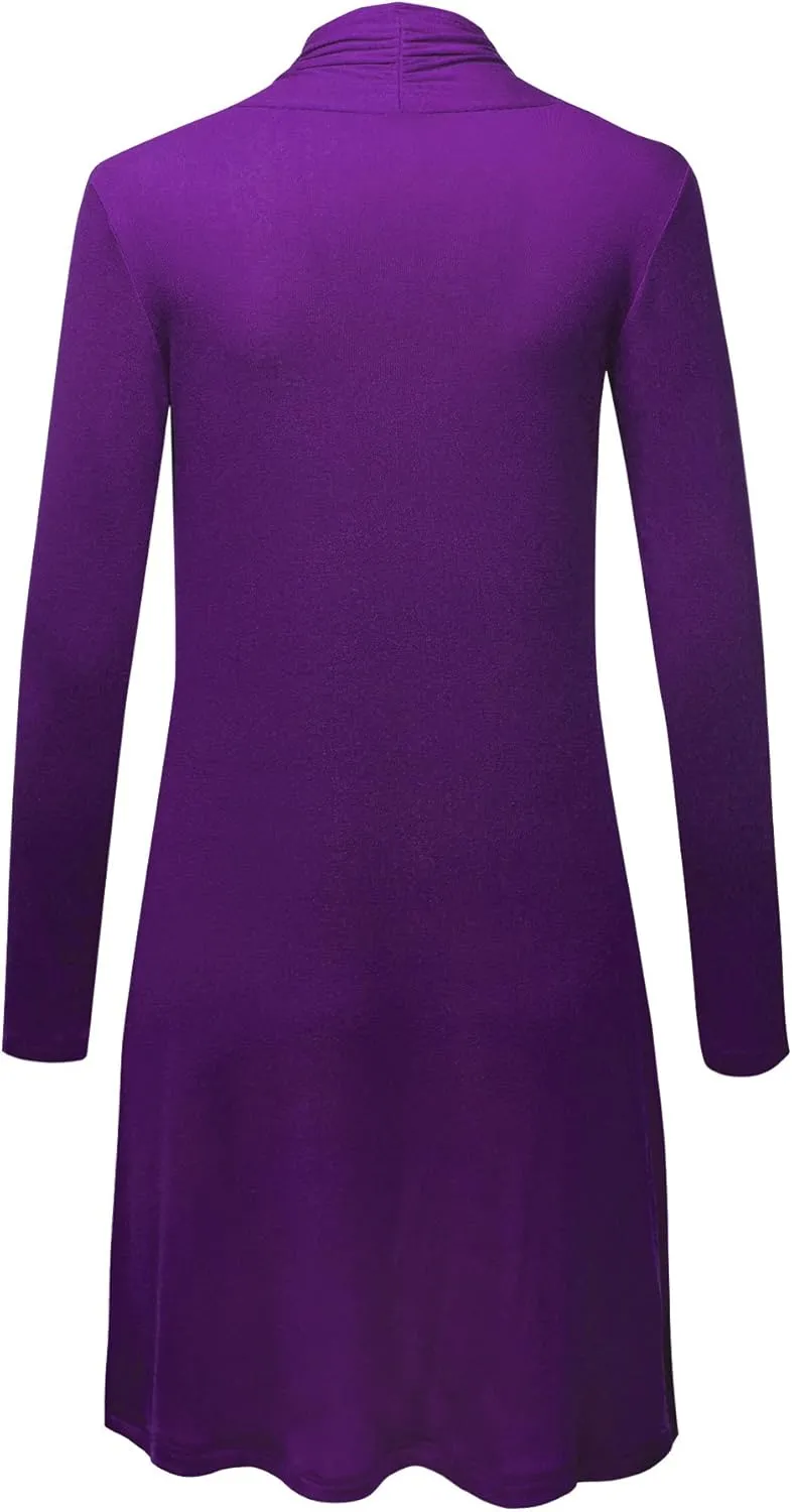 CTC Womens Solid Long Sleeve Open Front Long Cardigan