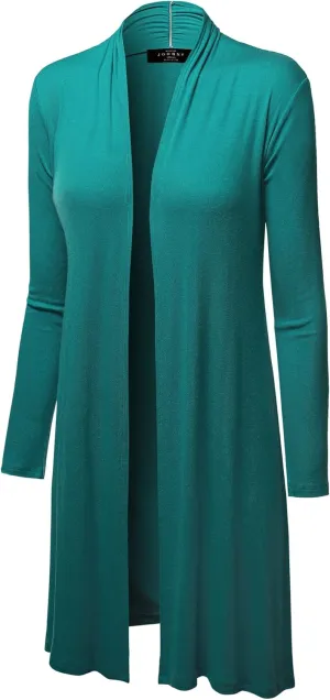 CTC Womens Solid Long Sleeve Open Front Long Cardigan