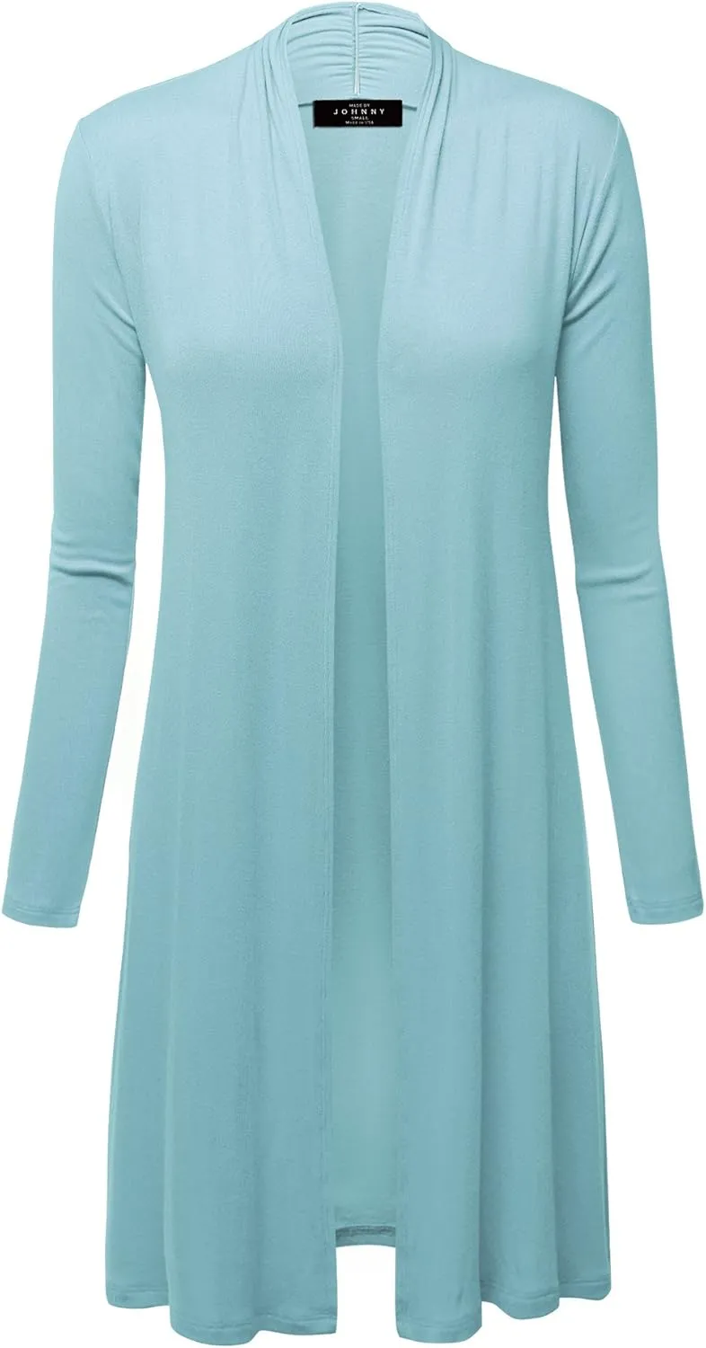 CTC Womens Solid Long Sleeve Open Front Long Cardigan
