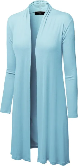 CTC Womens Solid Long Sleeve Open Front Long Cardigan