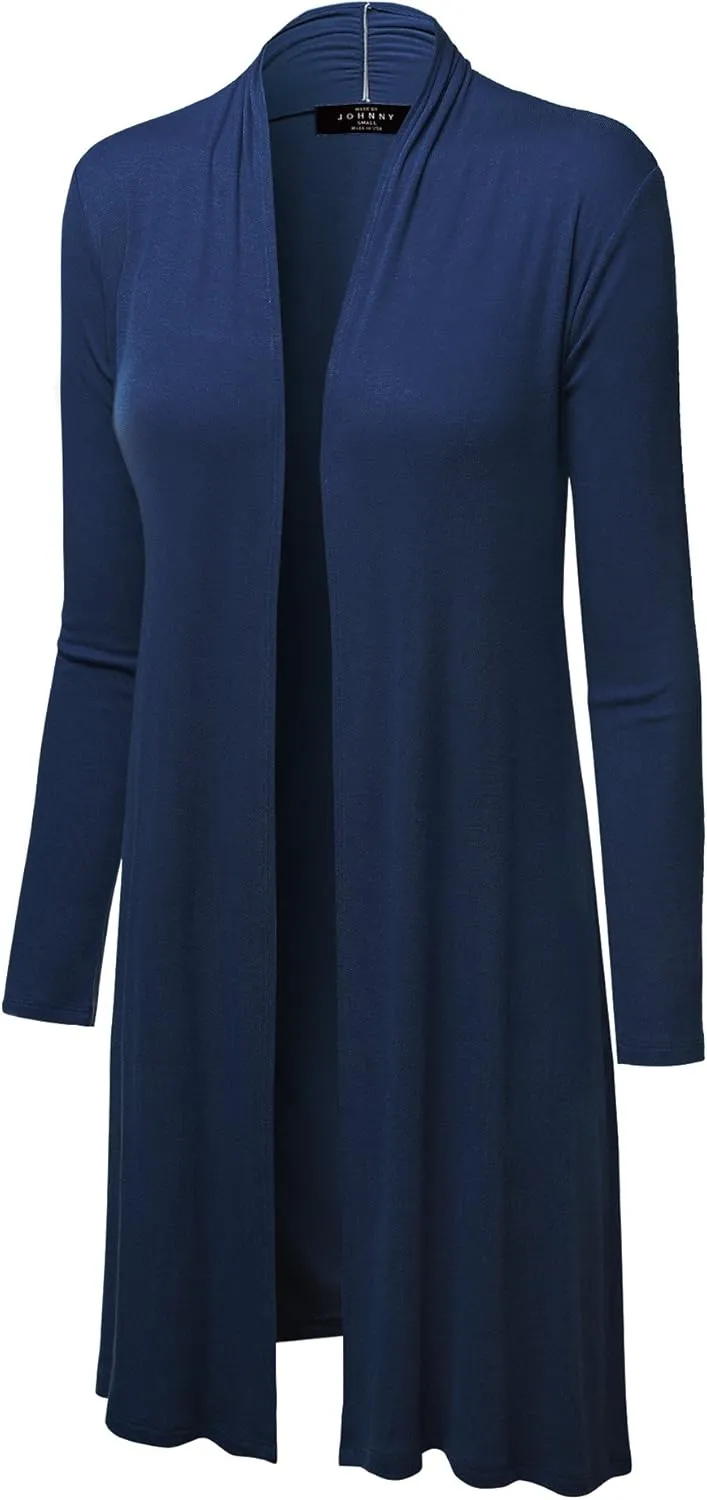 CTC Womens Solid Long Sleeve Open Front Long Cardigan