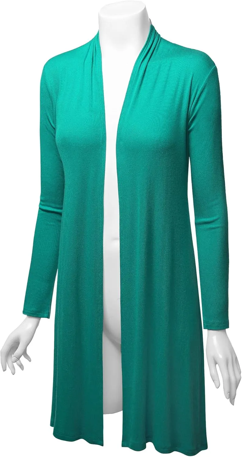 CTC Womens Solid Long Sleeve Open Front Long Cardigan