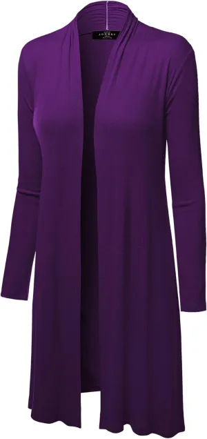 CTC Womens Solid Long Sleeve Open Front Long Cardigan