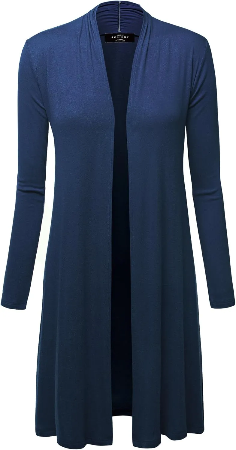 CTC Womens Solid Long Sleeve Open Front Long Cardigan