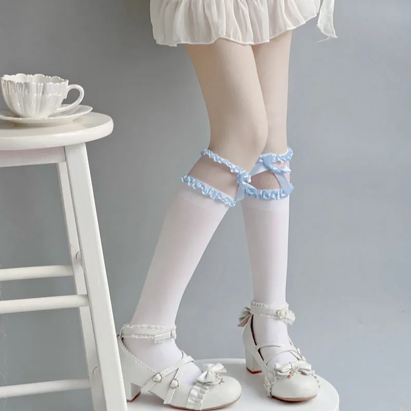 Cute Bow Lace Lolita High Tube Socks