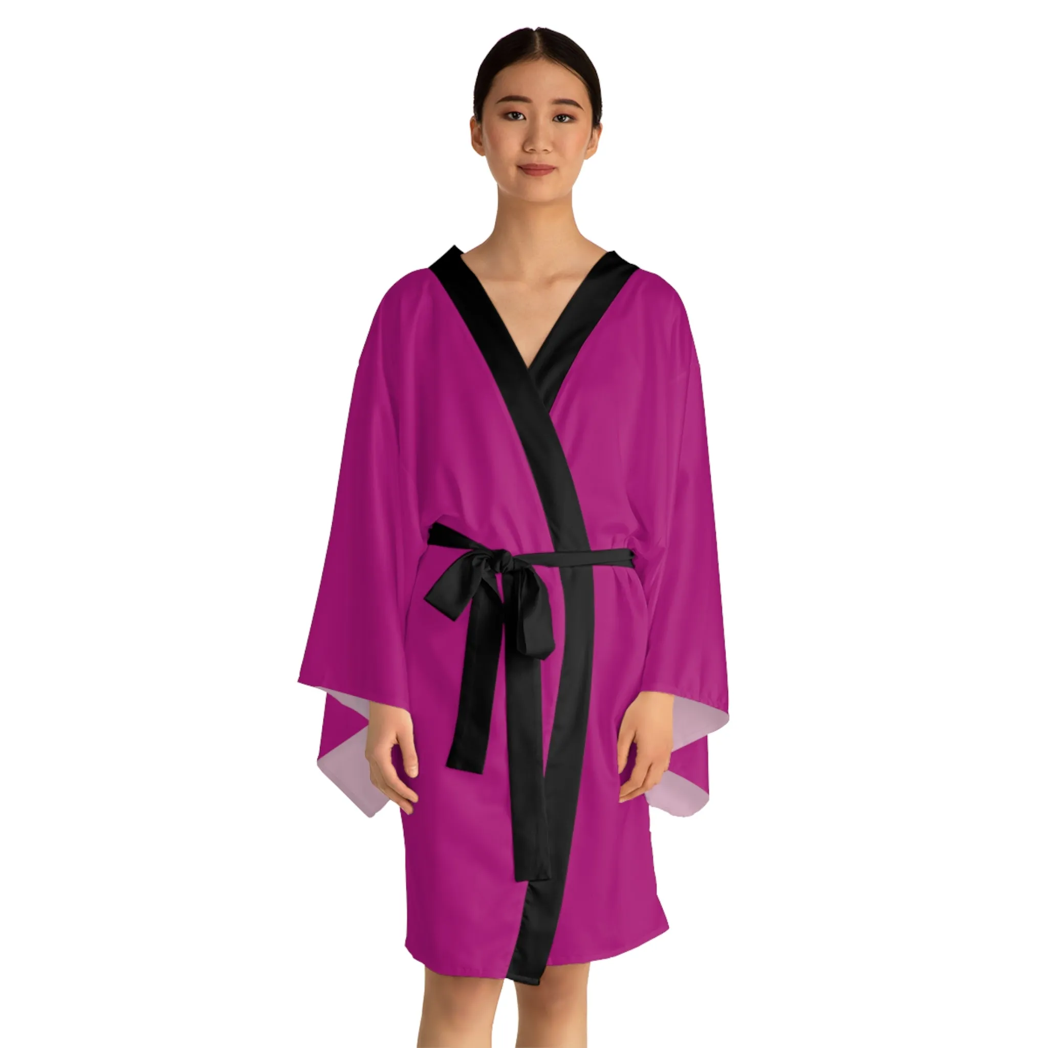 Dark Pink Long Sleeve Kimono Robe