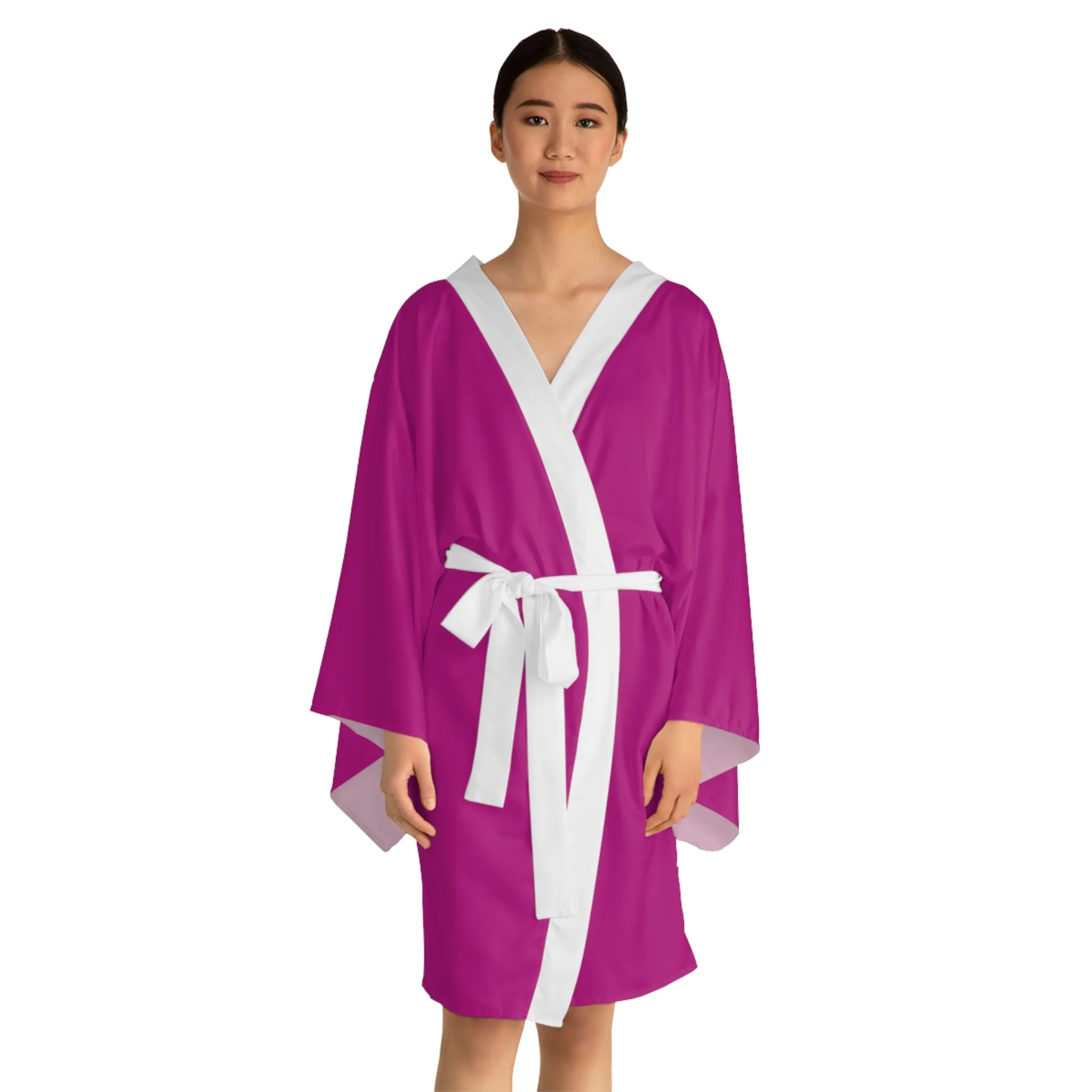 Dark Pink Long Sleeve Kimono Robe