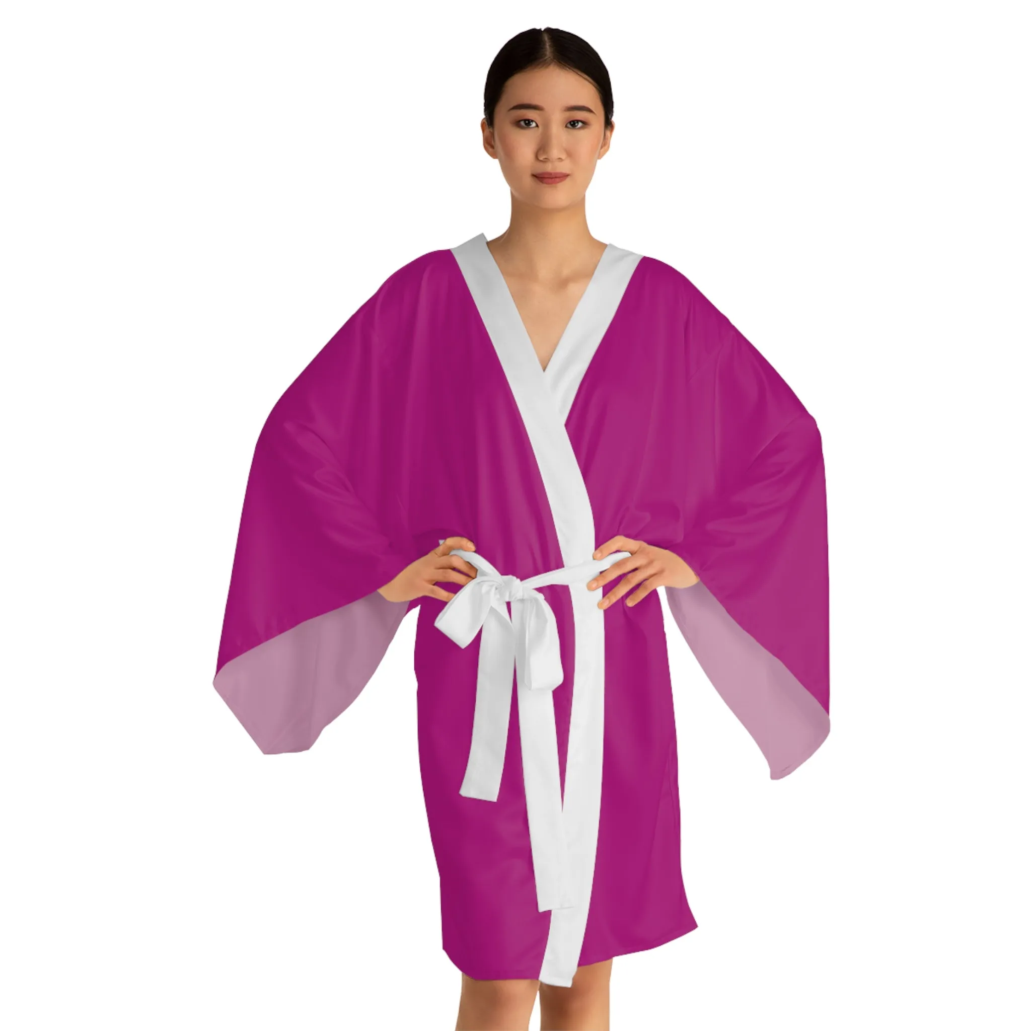 Dark Pink Long Sleeve Kimono Robe