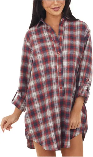 DASAYO Women Plaid Long Jacket Casual Long Sleeve Shirt Blouses Oversized Button Down Long Cardigan Oversized Boyfriend Tops